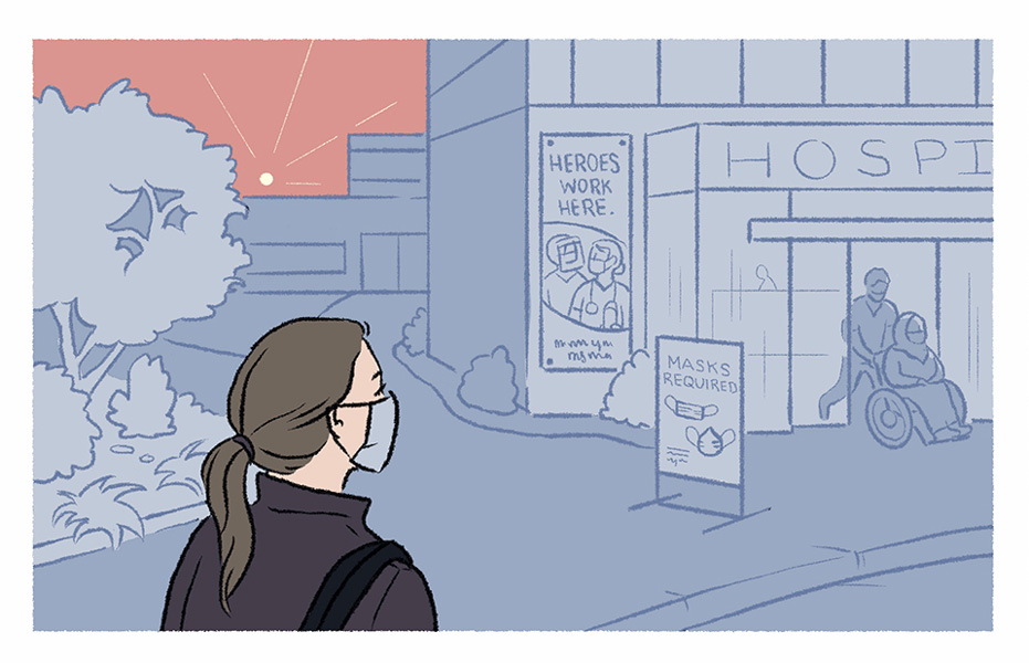 Image from the comic Isolation: An ICU Shift During COVID 